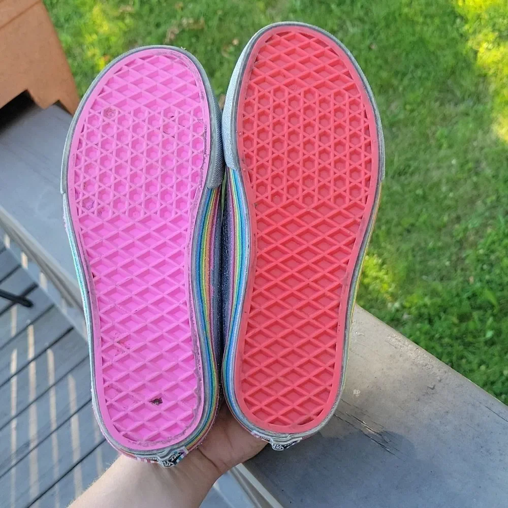 Vans x Flour Shop Silver Glitter Rainbow Sneakers Women’s 7